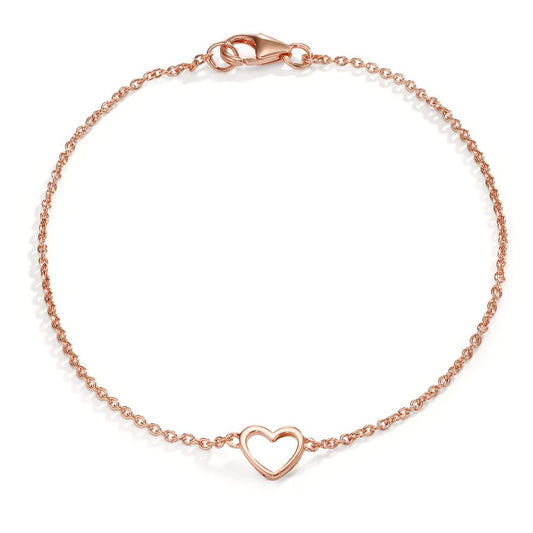 Bracciale Argento rosa dorato Cuore 16-19 cm