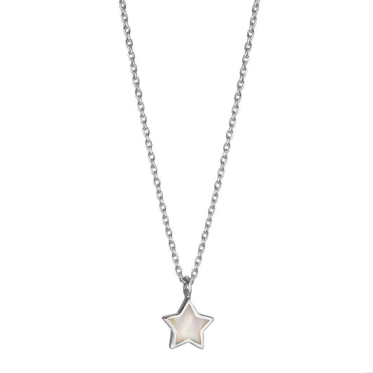 Collana Argento rodiato Madreperla bianco Stella 40-42 cm Ø7.5 mm