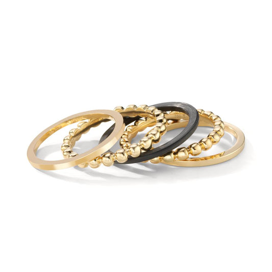 Set di anelli Oro giallo 750/18 carati, Carbonio