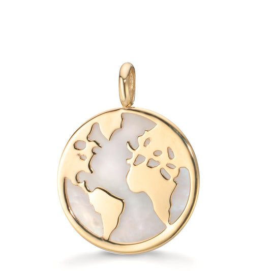 Ciondolo Oro giallo 375/9K Madreperla bianco Globo Ø17 mm