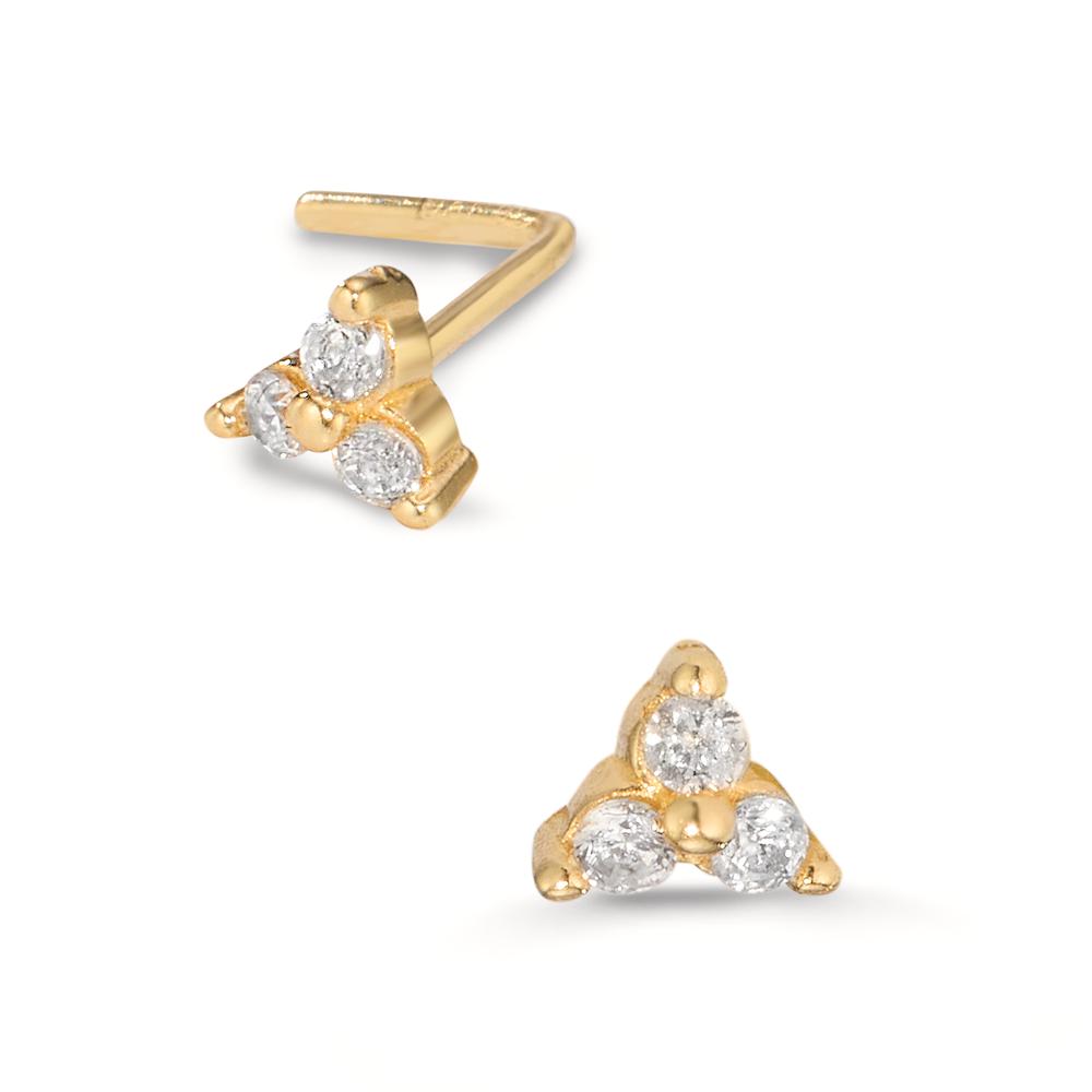 Borchia al naso Oro giallo 750/18 carati Zirconia 3 pietra Ø3.3 mm