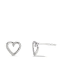 Orecchini a bottone Oro bianco 750/18 carati Diamante 0.045 ct, 18 pietra, w-si Cuore Ø7 mm