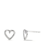 Orecchini a bottone Oro bianco 750/18 carati Diamante 0.045 ct, 18 pietra, w-si Cuore Ø7 mm