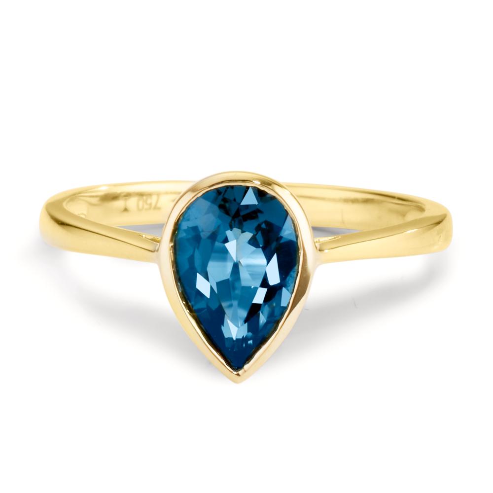 Anello Oro giallo 750/18 carati Topazio azzurro di Londra