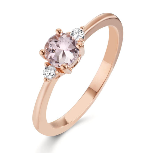 Anello Oro rosso 750/18 carati Morganite rosa, Diamante 0.065 ct, 2 pietra, w-si