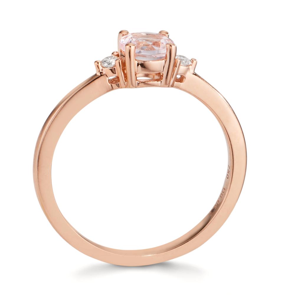 Anello Oro rosso 750/18 carati Morganite rosa, Diamante 0.065 ct, 2 pietra, w-si