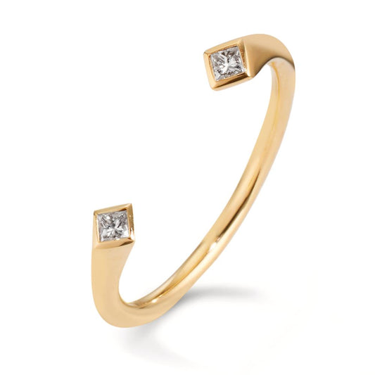 Anello Oro giallo 750/18 carati Diamante 0.07 ct, 2 pietra, [Carrée], w-si