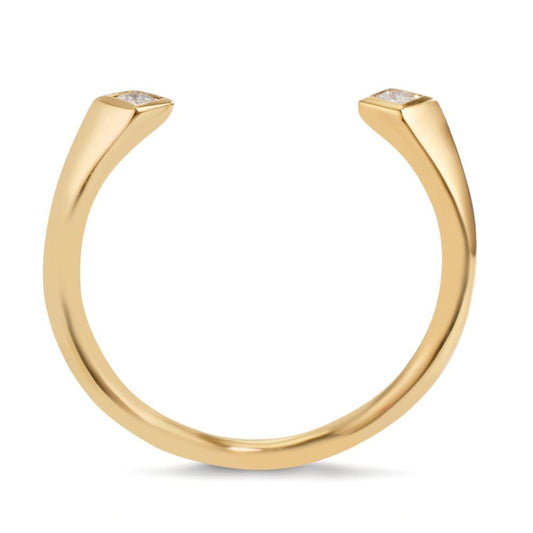 Anello Oro giallo 750/18 carati Diamante 0.07 ct, 2 pietra, [Carrée], w-si