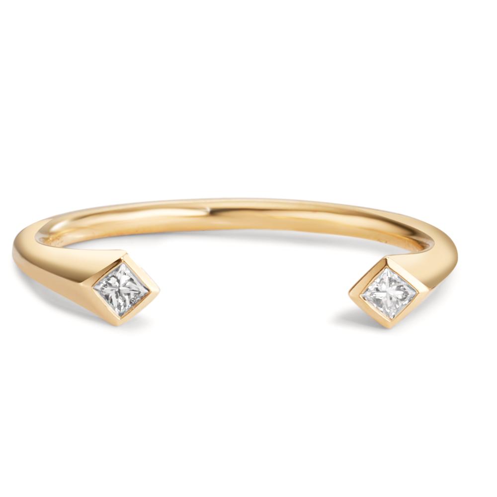 Anello Oro giallo 750/18 carati Diamante 0.07 ct, 2 pietra, [Carrée], w-si