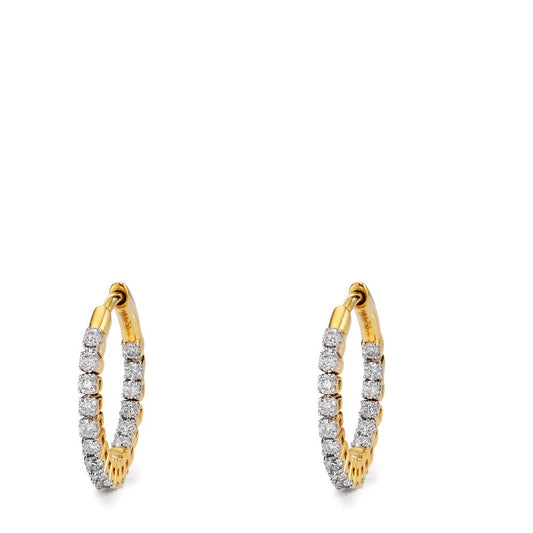Orecchini circolari Oro giallo 750/18 carati Diamante 0.50 ct, 36 pietra, w-si