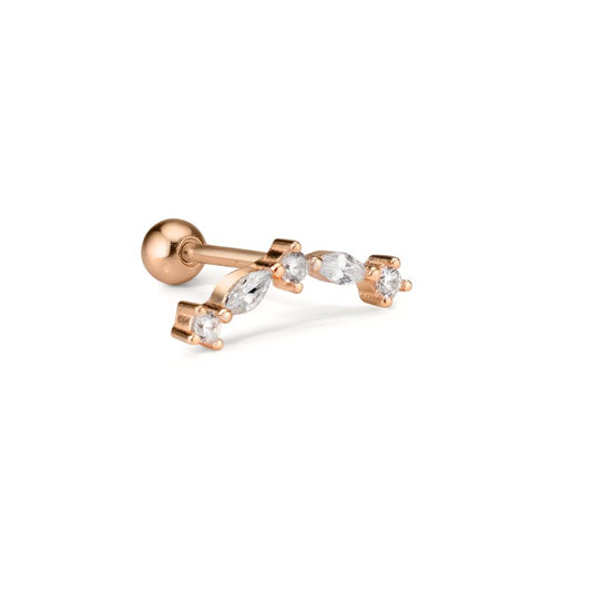 Piercing Argento Zirconia 5 pietra rosa dorato