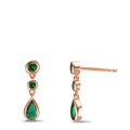 Orecchini Argento Zirconia verde, 6 pietra rosa dorato