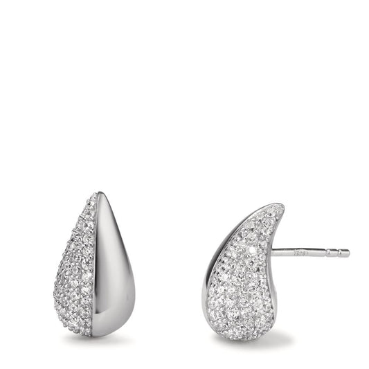 Orecchini a bottone Argento Zirconia rodiato