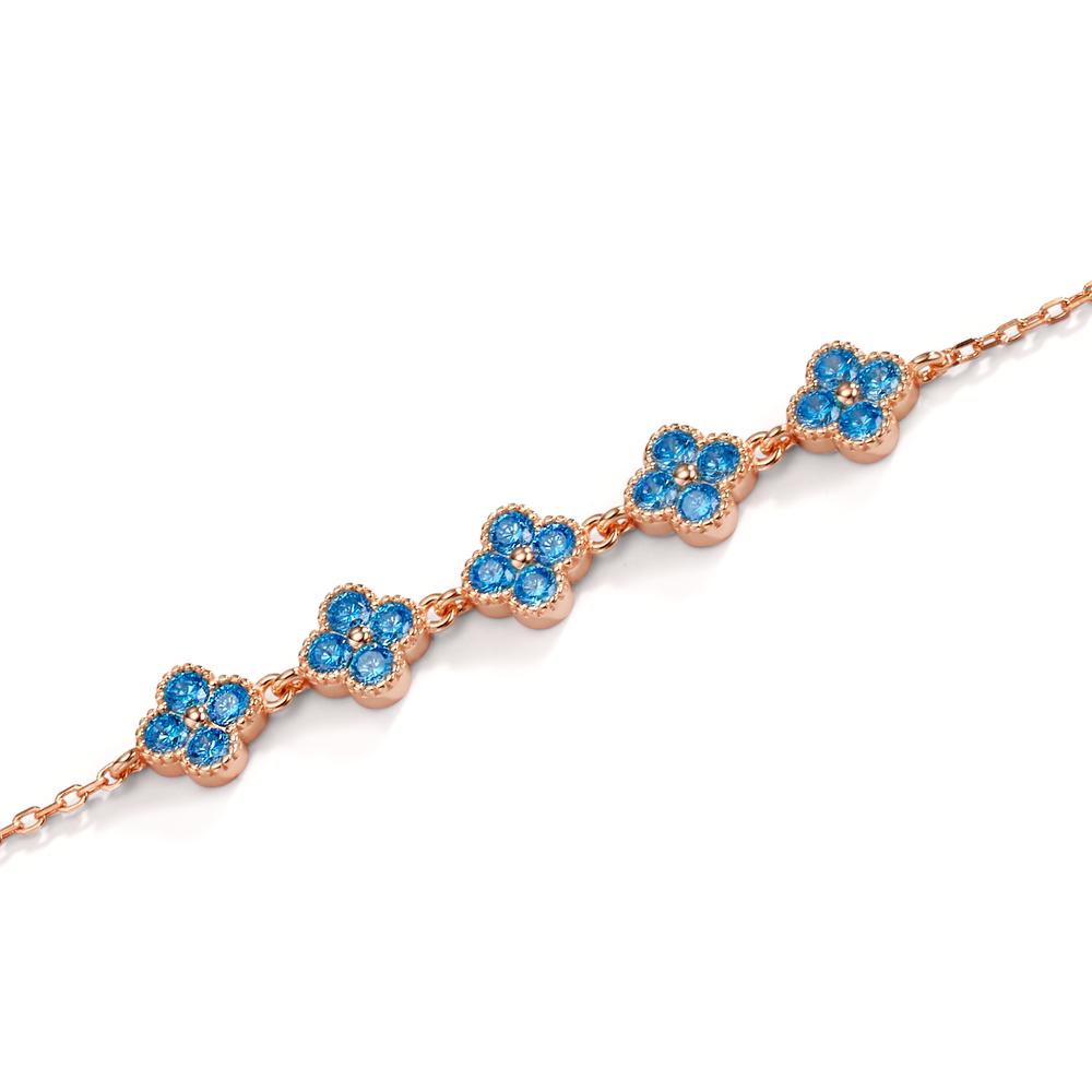 Bracciale Argento Zirconia Azzurro, 20 pietra rosa dorato Fiore 16-19 cm