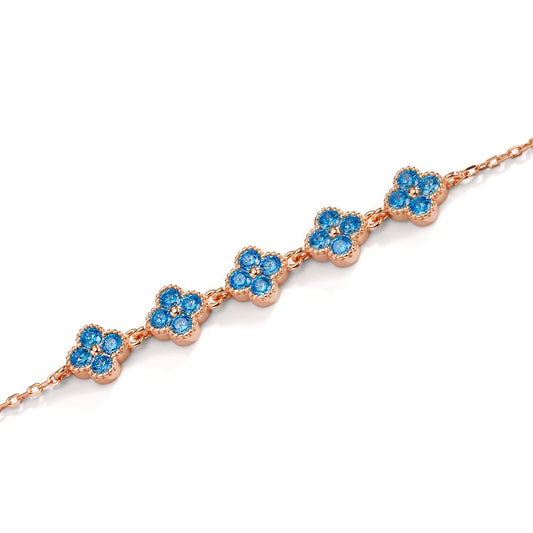 Bracciale Argento Zirconia Azzurro, 20 pietra rosa dorato Fiore 16-19 cm
