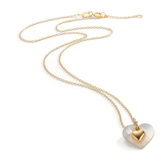Set Oro giallo 375/9K Madreperla bianco Cuore 40-42 cm