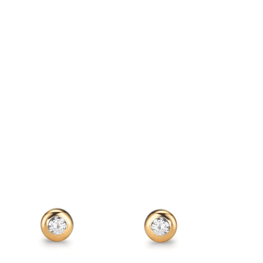 Orecchini a bottone Oro giallo 375/9K Zirconia 2 pietra Ø3.5 mm