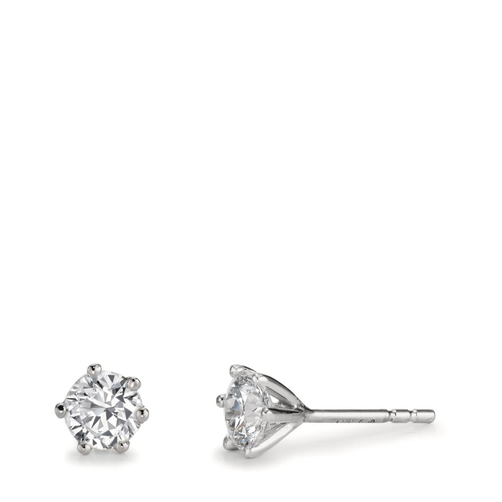 Orecchini a bottone Oro bianco 750/18 carati Laboratorio di diamanti coltivato 1 ct, 2 pietra, w-si Ø5.5 mm