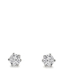 Orecchini a bottone Oro bianco 750/18 carati Laboratorio di diamanti coltivato 1 ct, 2 pietra, w-si Ø5.5 mm