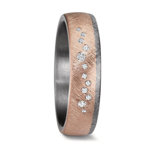 Anello del partner 999 Tantalio, Oro rosa 585/14 kt Diamante 0.105 ct, 12 pietra, w-si