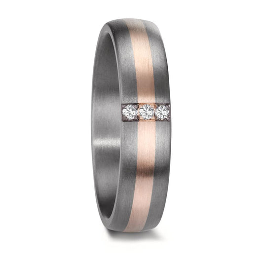 Anello del partner 999 Tantalio, Oro rosa 585/14 kt Diamante 0.045 ct, 3 pietra, w-si