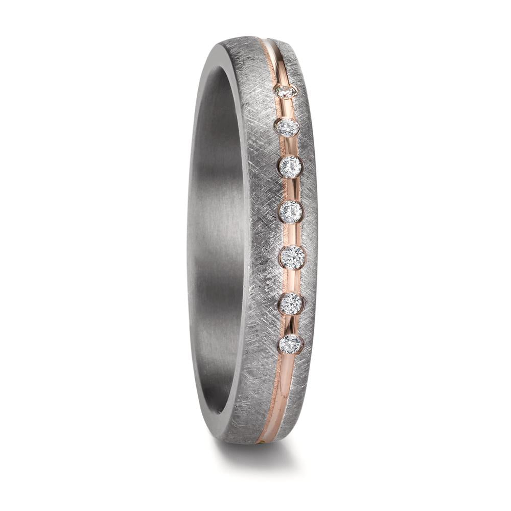 Anello del partner 999 Tantalio, Oro rosa 585/14 kt Diamante 0.07 ct, 7 pietra, w-si