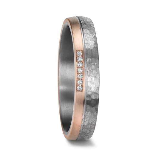 Anello del partner 999 Tantalio, Oro rosa 585/14 kt Diamante 0.025 ct, 7 pietra, w-si