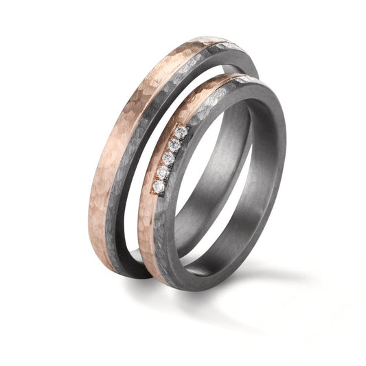 Anello del partner 999 Tantalio, Oro rosa 585/14 kt Diamante 0.035 ct, w-si
