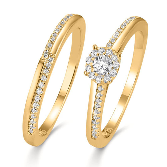 Anello Argento Zirconia dorato