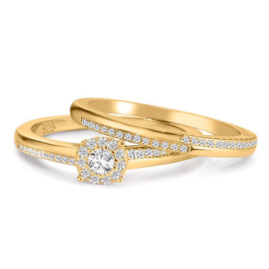 Anello Argento Zirconia dorato