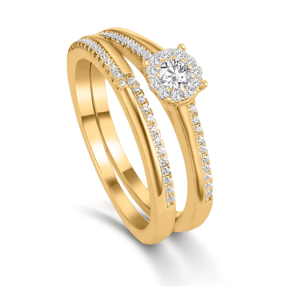 Anello Argento Zirconia dorato