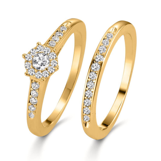 Anello Argento Zirconia dorato