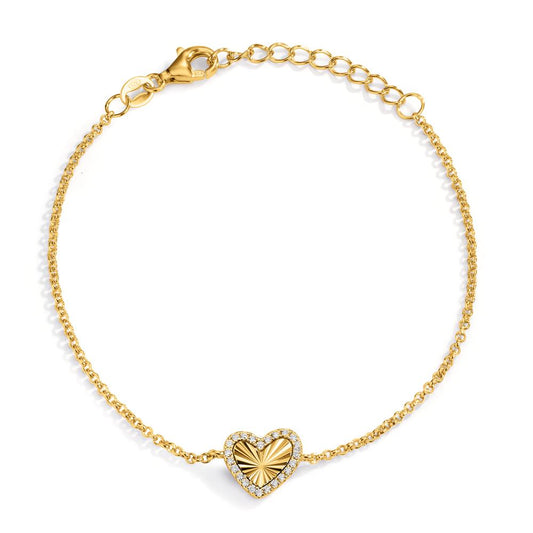 Bracciale Argento Zirconia giallo dorato Cuore 16-19 cm