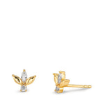 Orecchini a bottone Argento Zirconia 4 pietra giallo dorato Ø7 mm