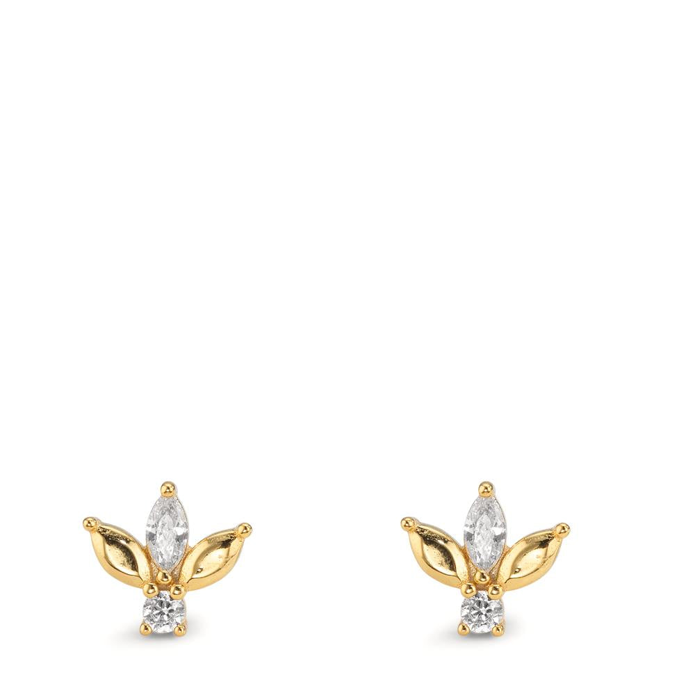 Orecchini a bottone Argento Zirconia 4 pietra giallo dorato Ø7 mm