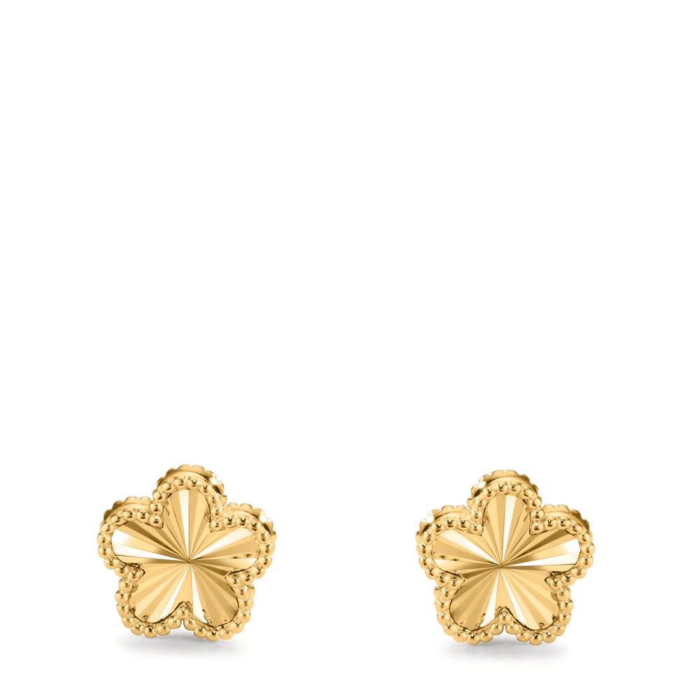 Orecchini a bottone Argento Zirconia giallo dorato Fiore Ø10 mm