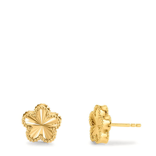 Orecchini a bottone Argento Zirconia giallo dorato Fiore Ø10 mm
