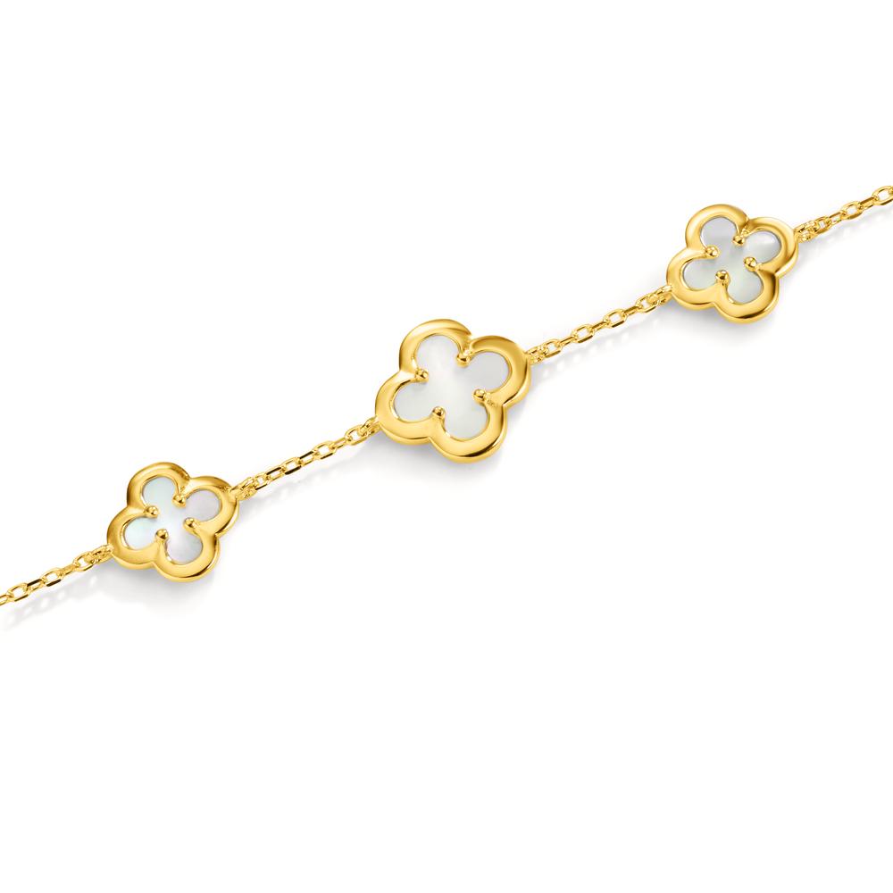 Bracciale Argento giallo dorato Madreperla Fiore 16-19 cm