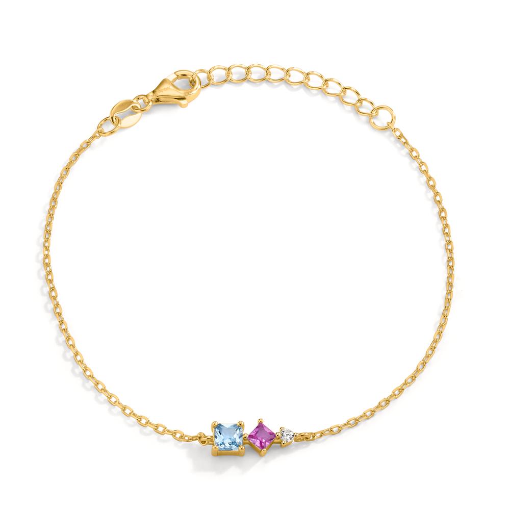 Bracciale Argento Zirconia 3 pietra giallo dorato