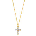 Collana Argento Zirconia giallo dorato Croce 40-45 cm