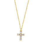 Collana Argento Zirconia giallo dorato Croce 40-45 cm