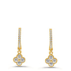 Orecchini Argento Zirconia giallo dorato Fiore