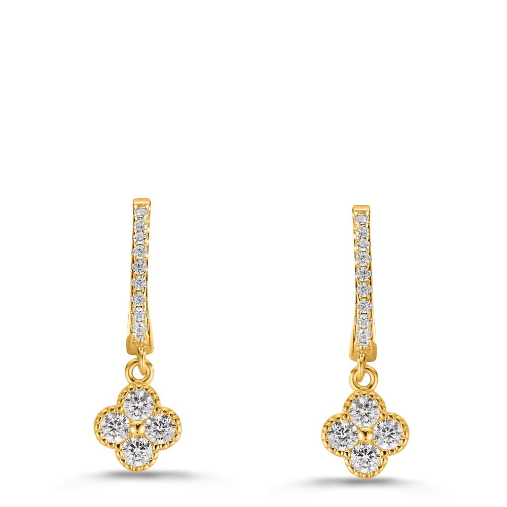 Orecchini Argento Zirconia giallo dorato Fiore