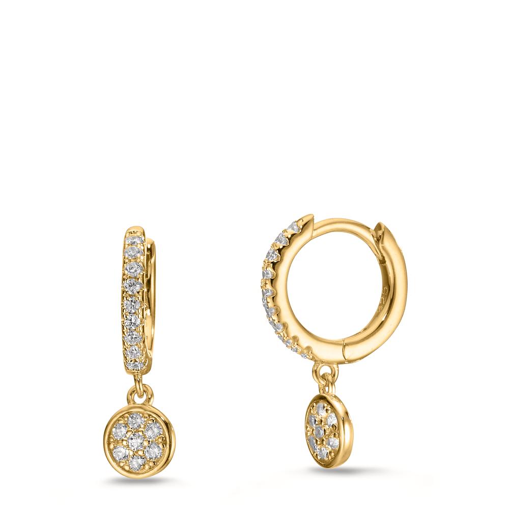 Orecchini circolari Argento Zirconia giallo dorato