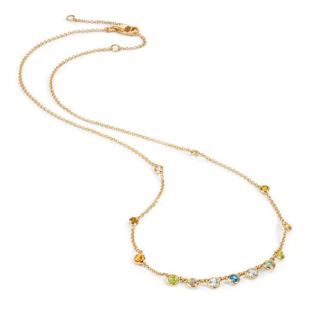 Collana Oro giallo 750/18 carati Citrino 0.20 ct, 2 pietra, Ametista verde, 0.30 ct, 4 pietra, Peridoto 0.13 ct, 2 pietra, Topazio 0.43 ct, 3 pietra, Quarzo 0.12 ct, 2 pietra 40-45 cm