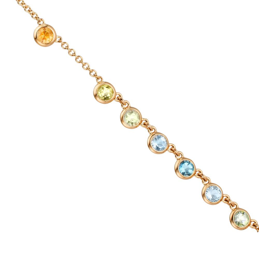 Collana Oro giallo 750/18 carati Citrino 0.20 ct, 2 pietra, Ametista verde, 0.30 ct, 4 pietra, Peridoto 0.13 ct, 2 pietra, Topazio 0.43 ct, 3 pietra, Quarzo 0.12 ct, 2 pietra 40-45 cm