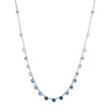 Collana Oro bianco 750/18 carati Topazio 1.31 ct, 12 pietra, Topazio azzurro di Londra 0.41 ct, 3 pietra, Quarzo 0.06 ct, 2 pietra, Quarzo rosa 0.19 ct, 4 pietra 40-45 cm