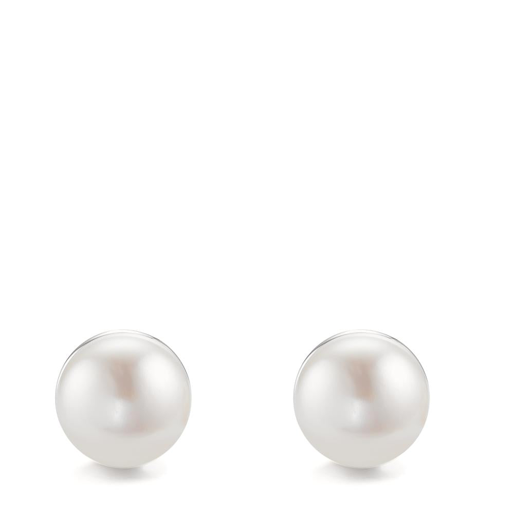 Orecchini a bottone Argento rodiato Perla coltivata d'acqua dolce, 2 Perla, 11 mm Ø11 mm