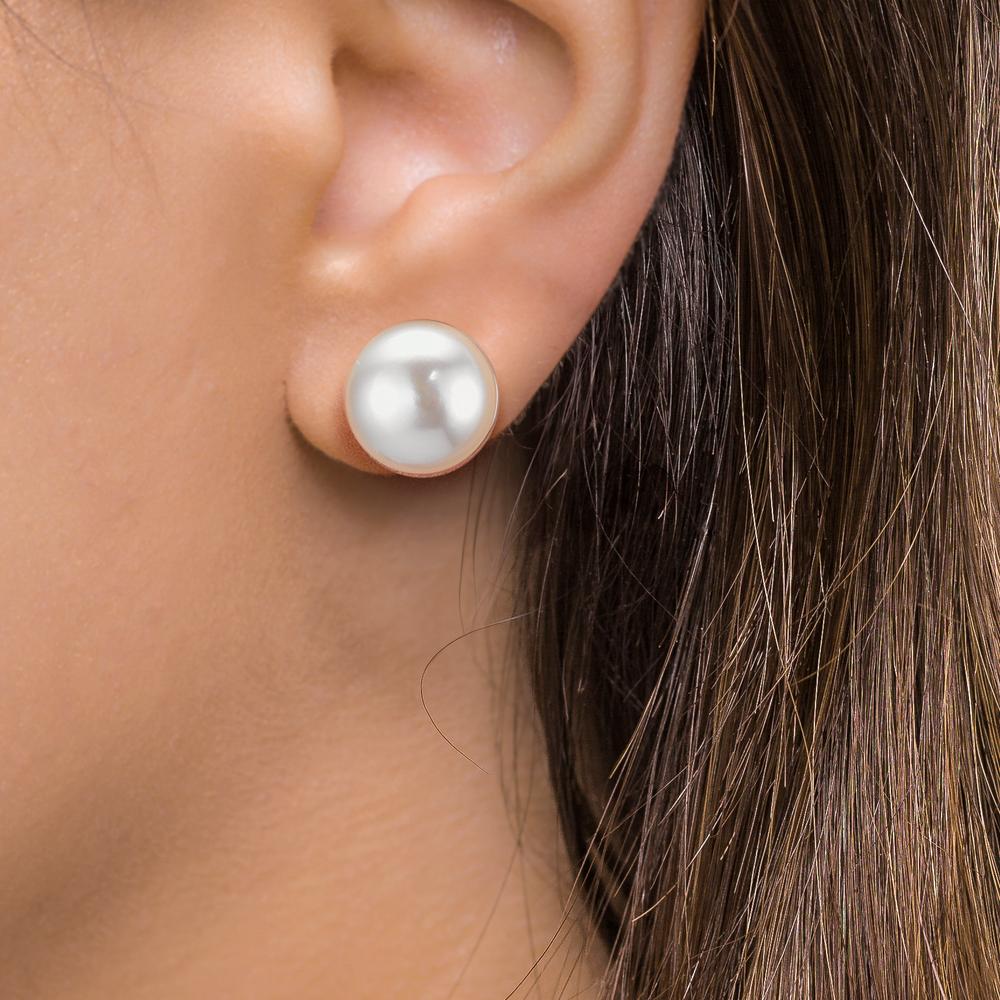 Orecchini a bottone Argento rodiato Perla coltivata d'acqua dolce, 2 Perla, 11 mm Ø11 mm