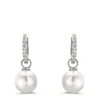 Orecchini circolari Argento Zirconia 18 pietra rodiato [shining Pearls], 2 Perla, 10 mm